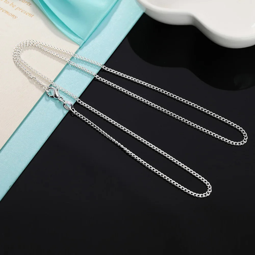 New 925 Sterling Silver Necklace 16/18/20/22/24/26/28/30 Inches 2MM String Chain