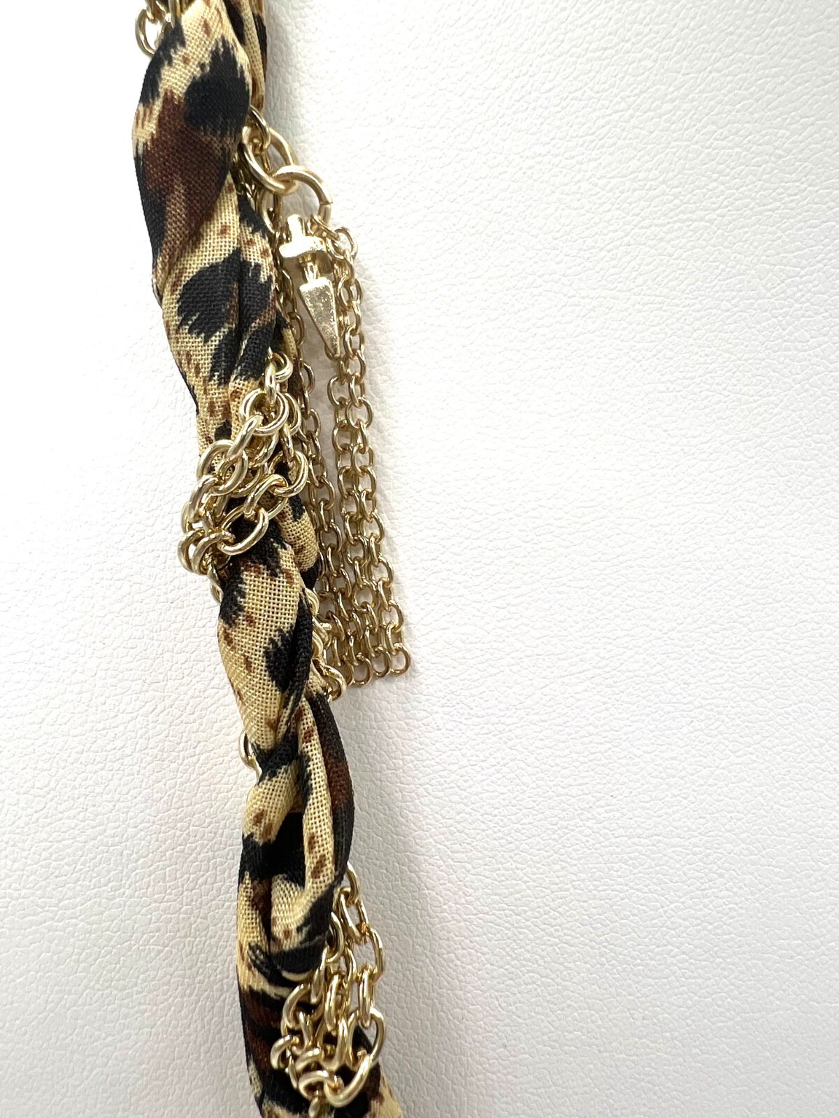 Belle Noel Kim Kardashian 14K gold plated 30in. necklace w/leopard suede