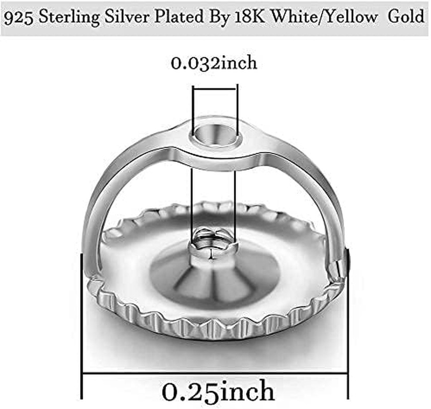 2 Pairs14K Gold Plated Screw Earring Backs 925 Sterling Silver Screw on Earring