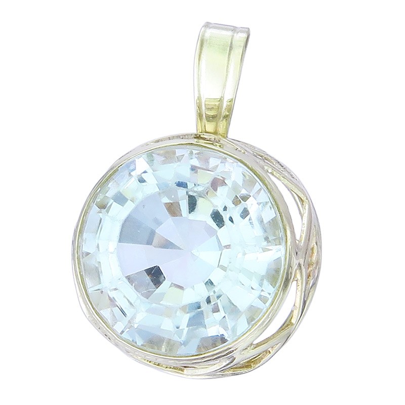 Aquamarine Round 585 Yellow Gold Pendant Circa 1965