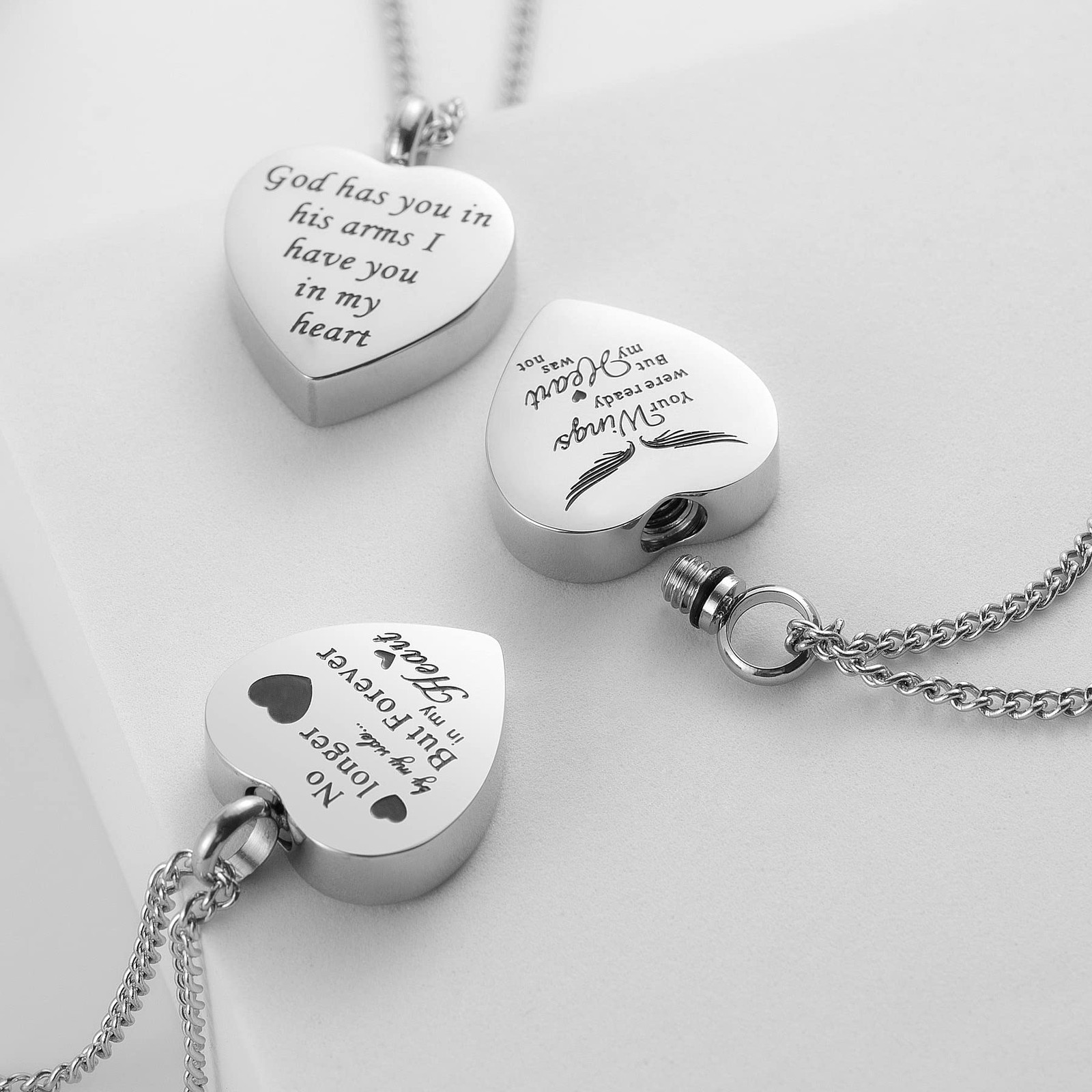3 Pack Urn Necklace for Ashes Memorial Cremation Jewelry Ashes, Heart Silver …