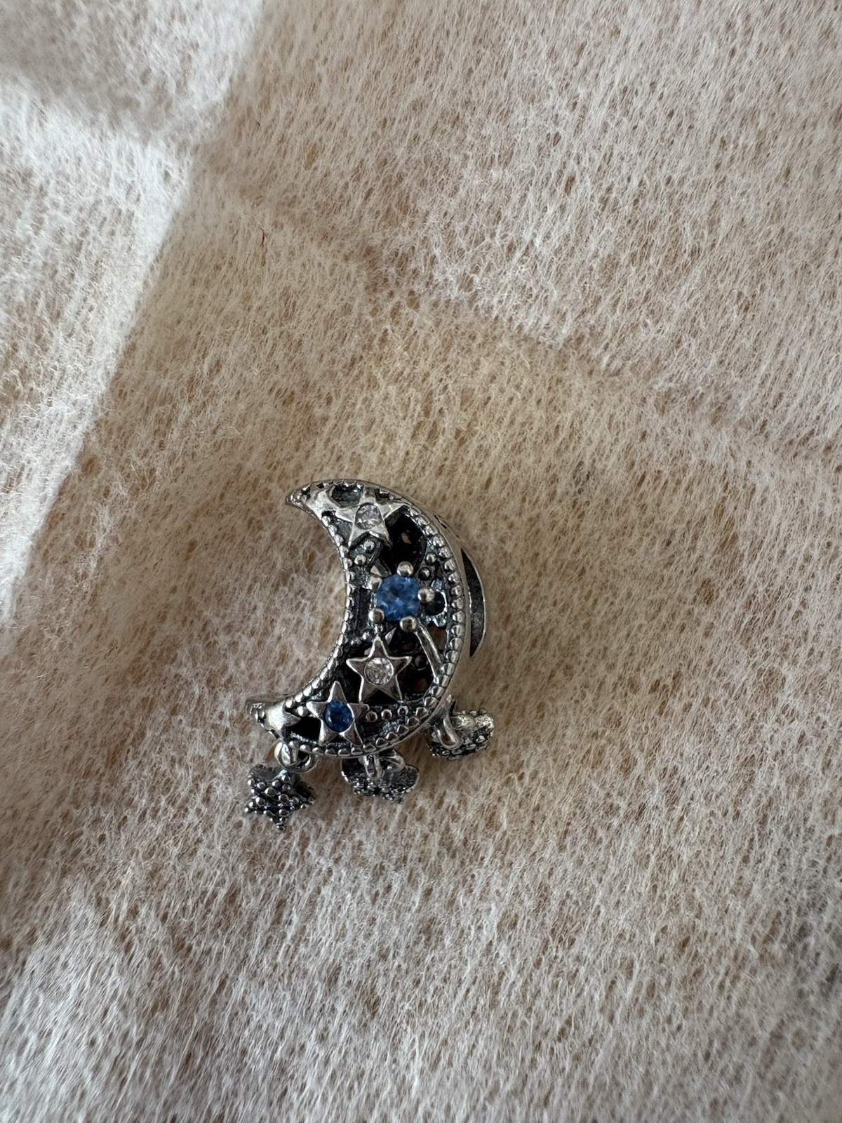 Pandora Celestial Moon Stars Dangle Charm S925 ALE Blue CZ