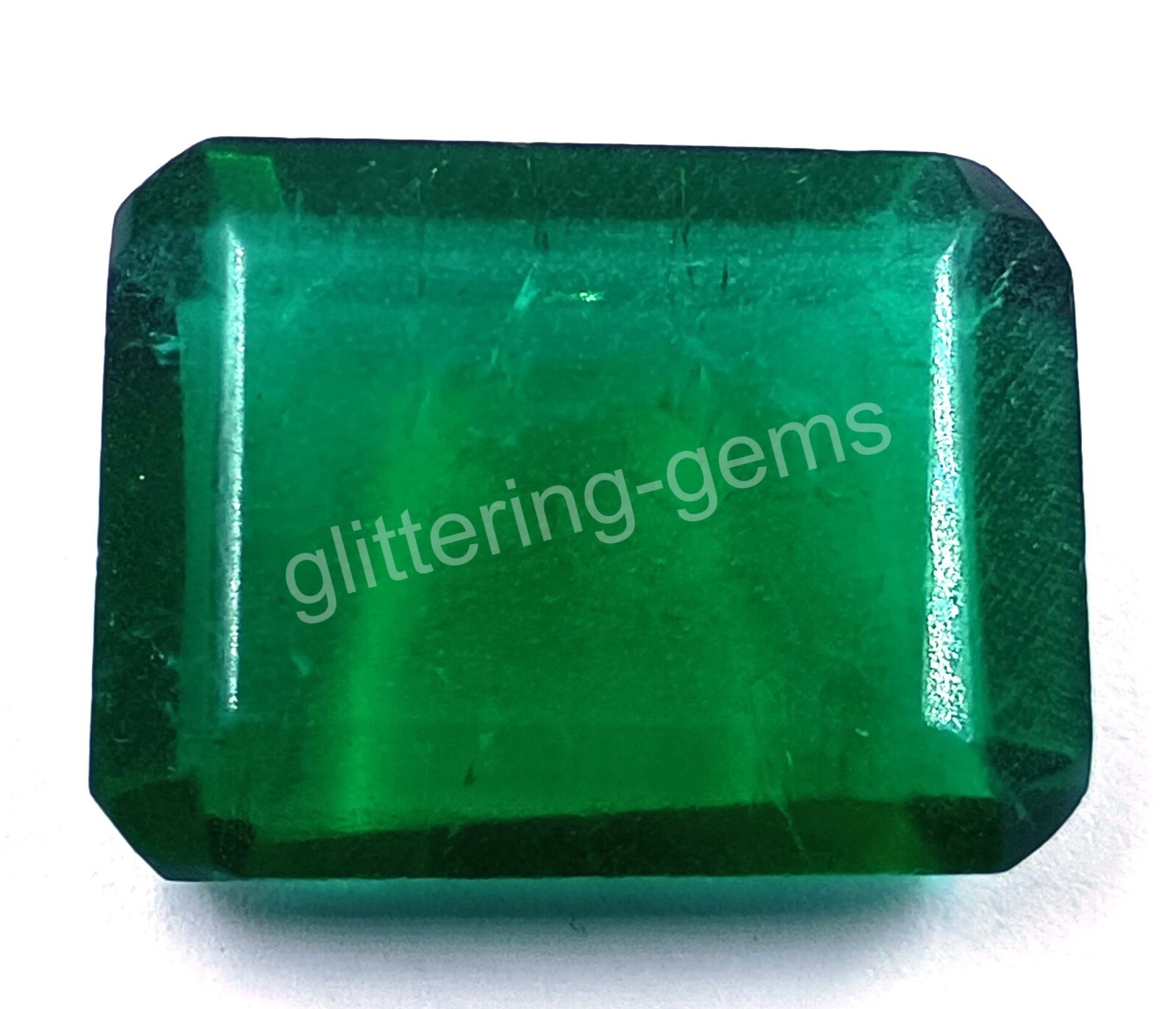36.5 Ct Certified Zambia Green Emerald Natural Emerald Cut Gemstone 25P
