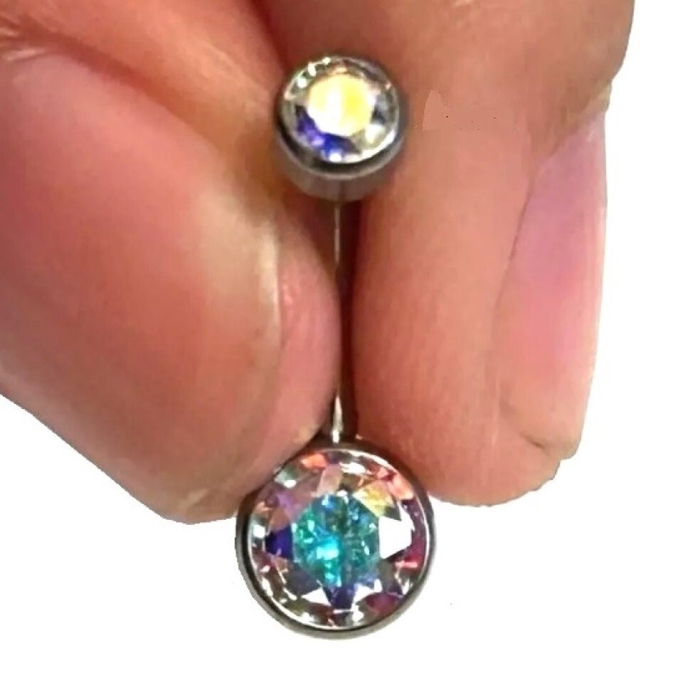 Only 1 Gram IMPLANT GRADE Titanium Most Beautiful Bezel AB Swarovski VCH Barbell