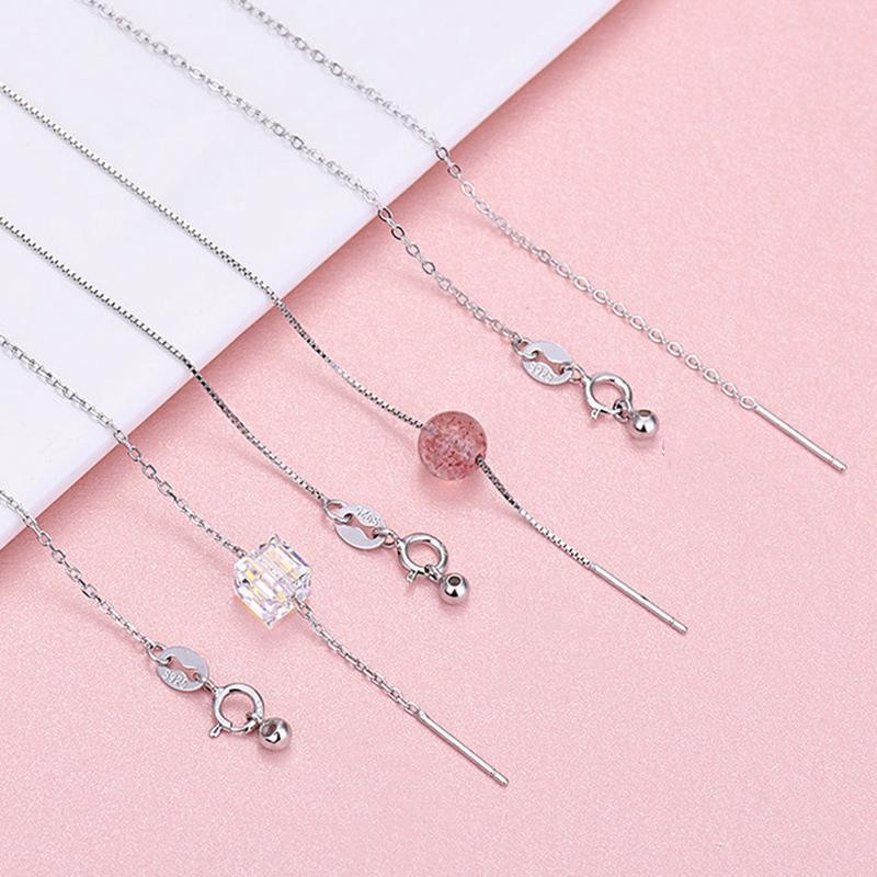 1PC Solid Silver Vermeil Needle Adjustable 1.0mm Wide Rolo Chain Necklace FESV40