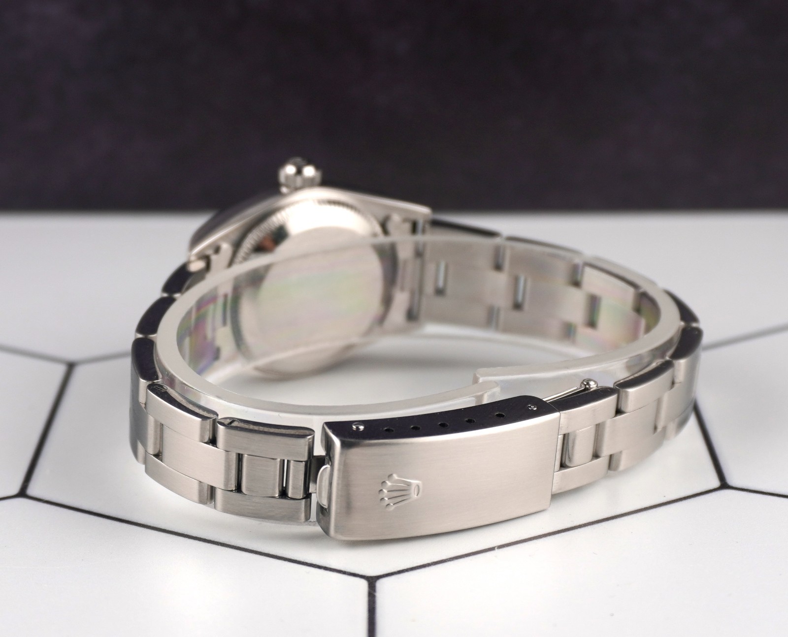 Rolex Oyster Perpetual 25mm Steel Pink Diamond Dial Smooth Oyster Ladies Watch