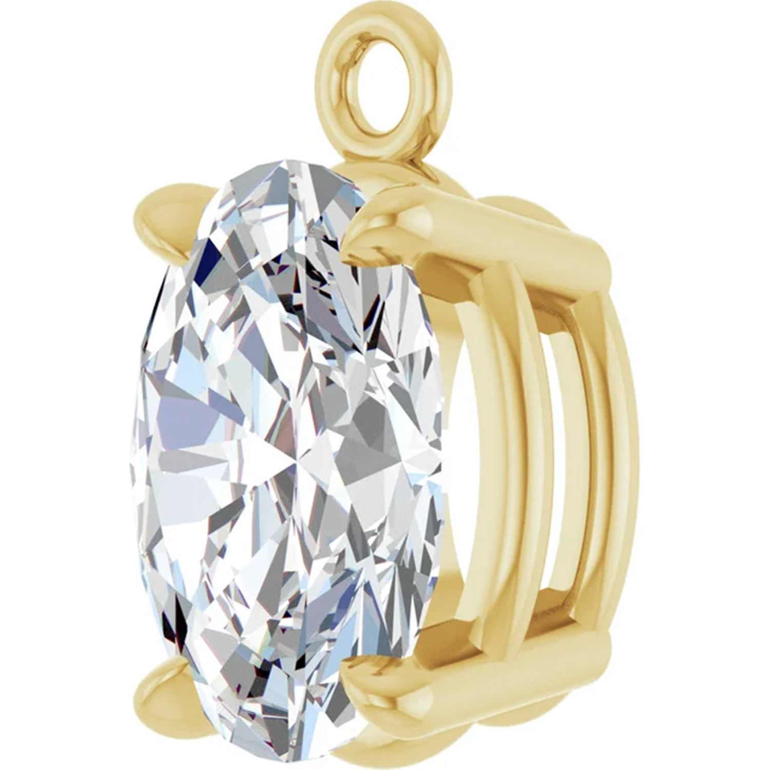 14K Yellow Gold Dangle Setting Oval Cut 4 Prong Basket Designed Mounting USA