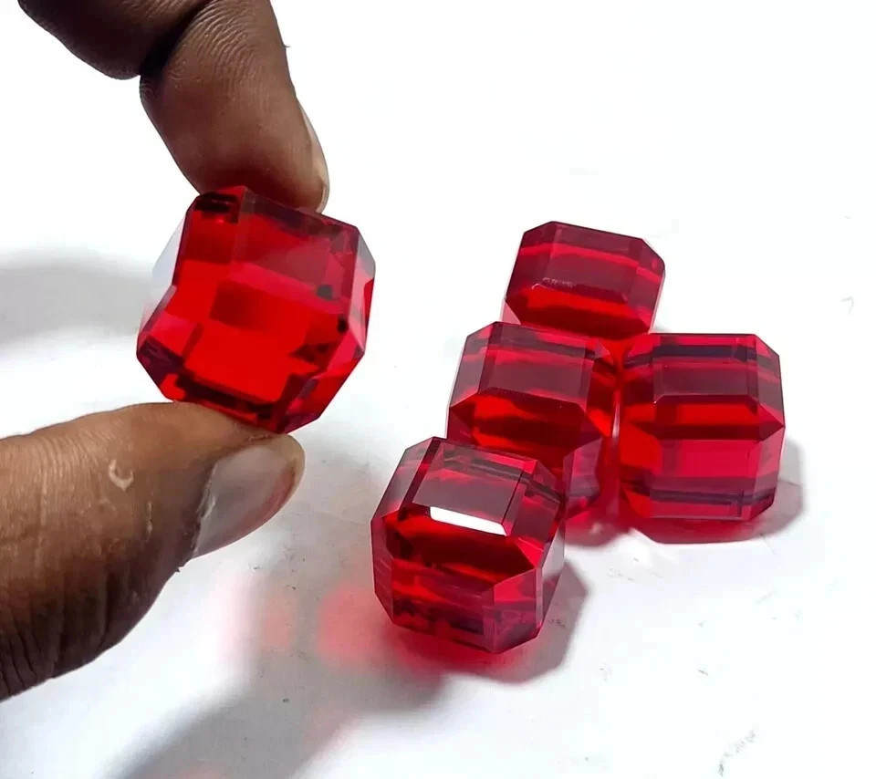 200 Ct Natural Burma Ruby Lot 5 Pcs Cube Cut Certified Loose Gemstones