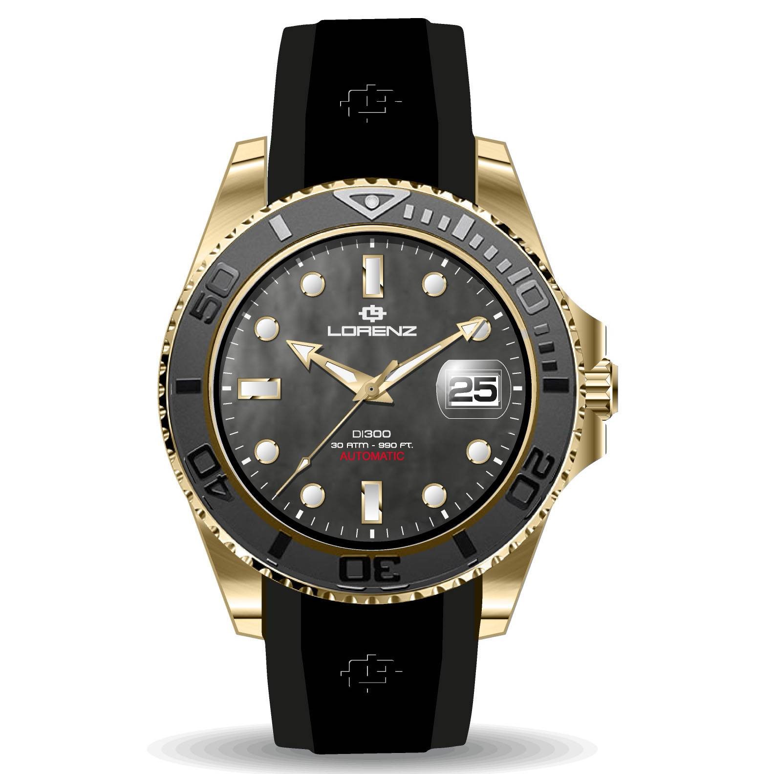 Lorenz Double Injection 300 Gold Watch 030258GG Watch Automatic Rubber