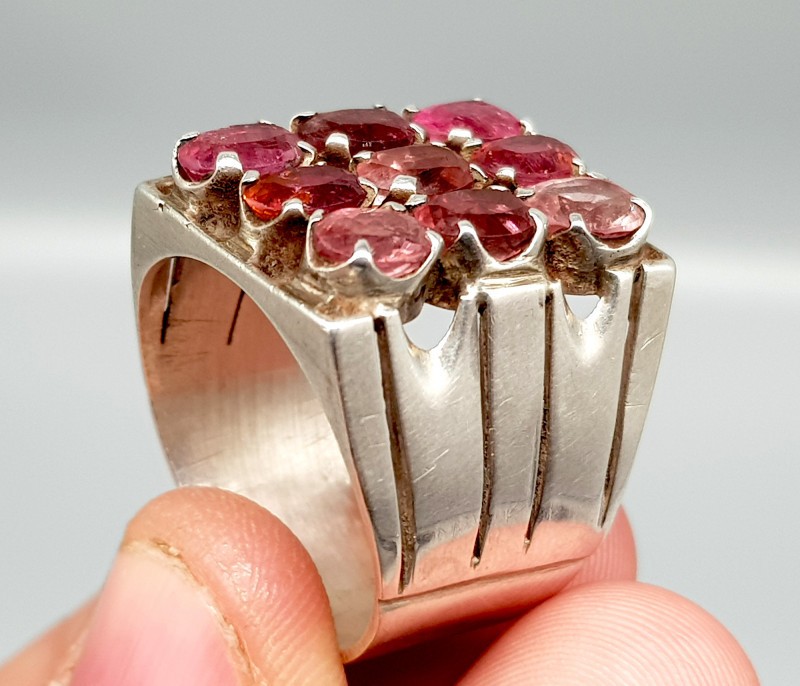 64.90 Carats Premium Natural Pink Tourmaline Hand Made Silver Ring