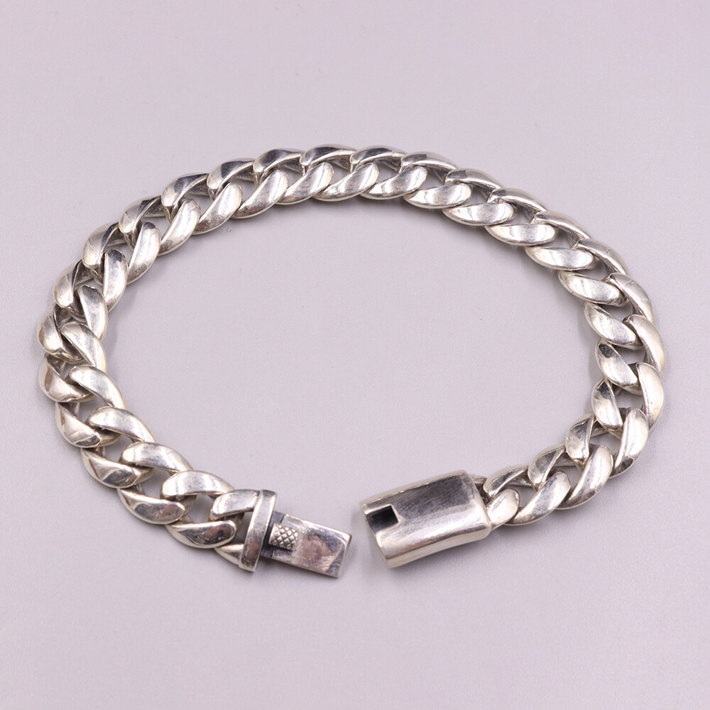 Men’s Solid 925 Sterling Silver Bracelet 10mm Cuban Curb Link Chain 8.26inch