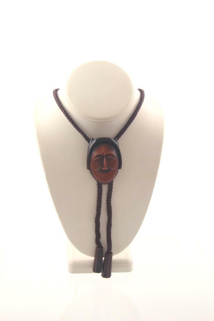 Vintage Korean Carved Face Hahoetal Mask Men’s Bolo Tie