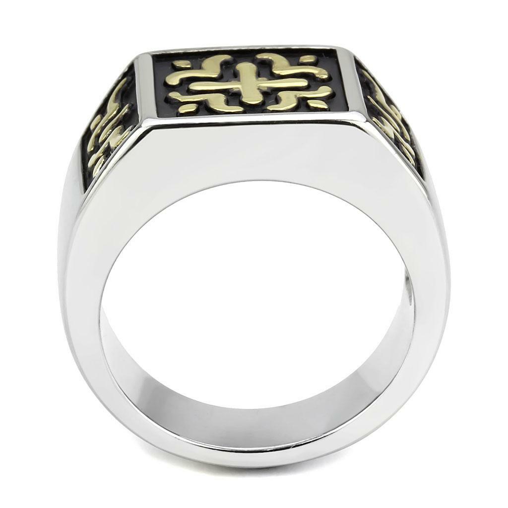 TK3622 – Two-Tone IP Gold (Ion Plating) Stainless Steel Ring with No Stone