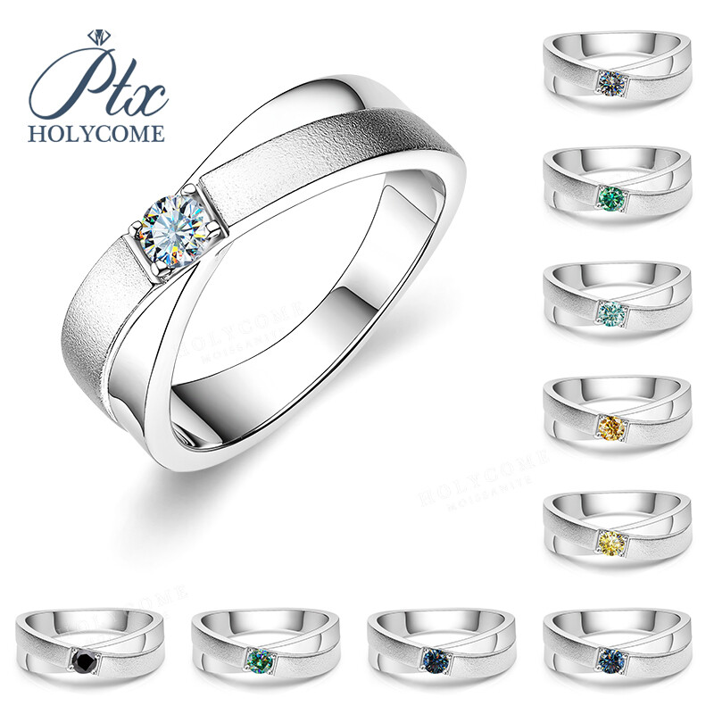 Multicolor Round Moissanite Ring 925 Silver Mens Ring 18K Gold Fine Jewelry Gift