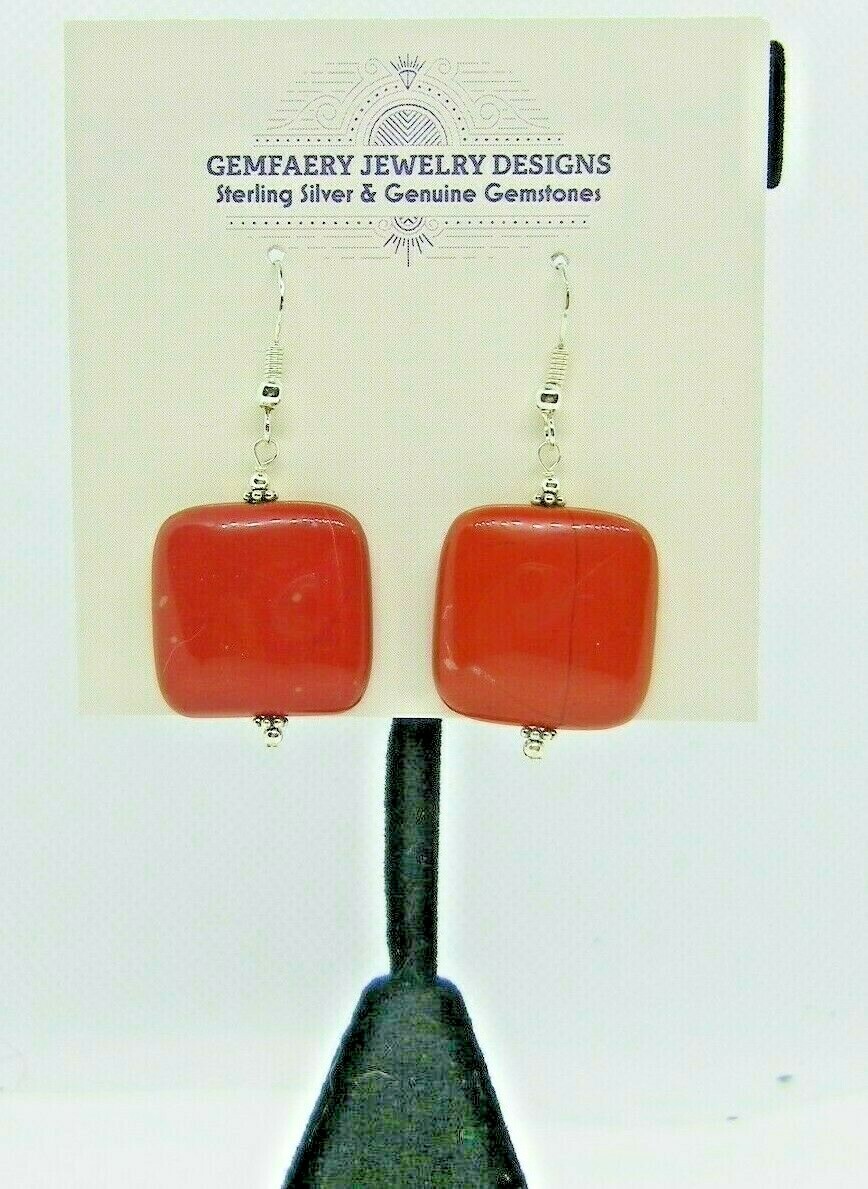 Sterling Silver Natural RED RIVER JASPER Dangle Earrings #6319…Handmade USA