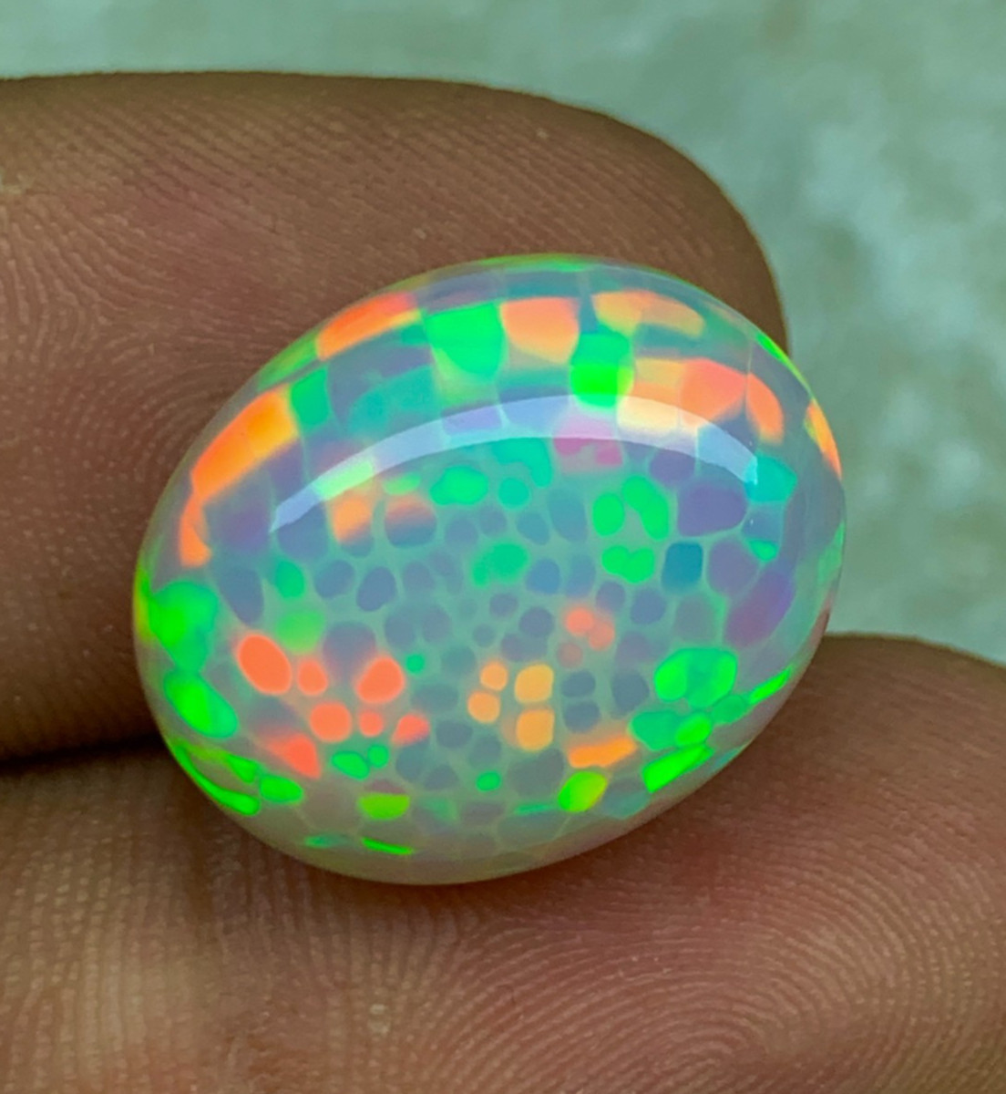Perfect Honeycomb 12.90crt Natural Ethiopian Welo Opal Oval Cabochon Loose Gem