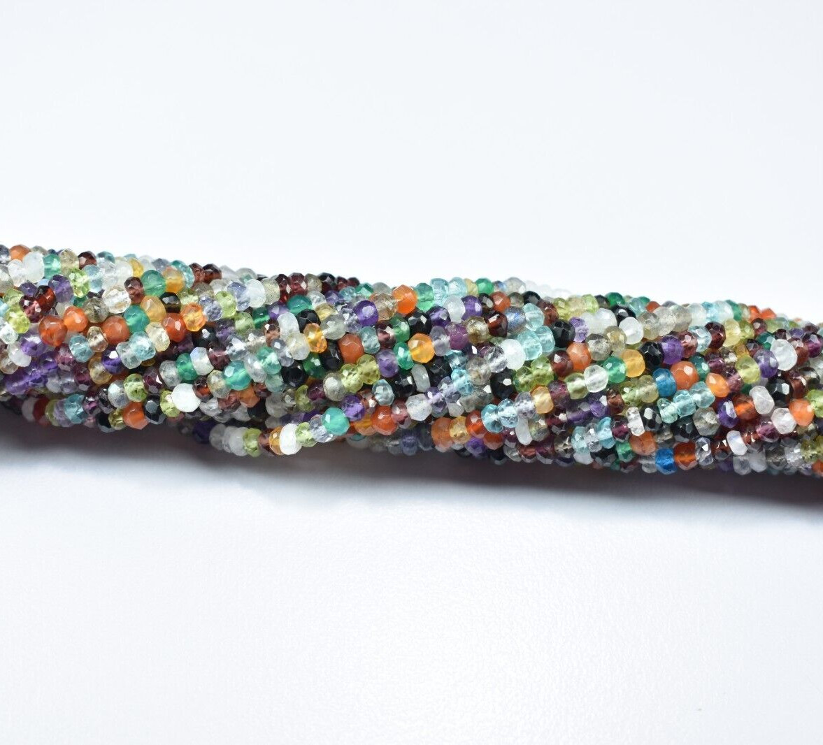 13″ 1 Strand Natural Multi Gemstone Disco Faceted Rondelle Gemstone Beads 3.5mm