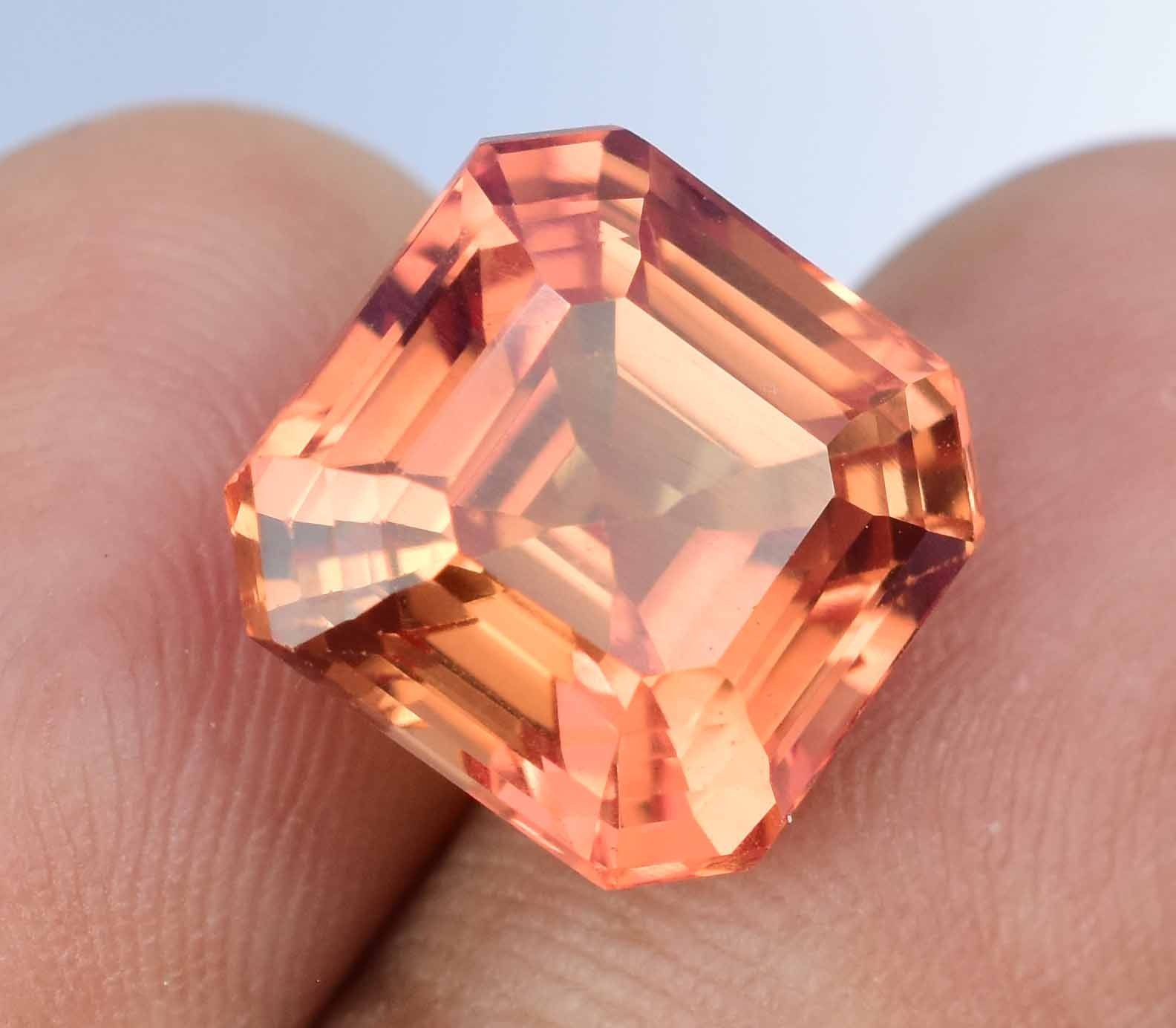 Natural imperial Topaz 10.45 Ct Asscher Stunning Flawless AGL Certified Gemstone