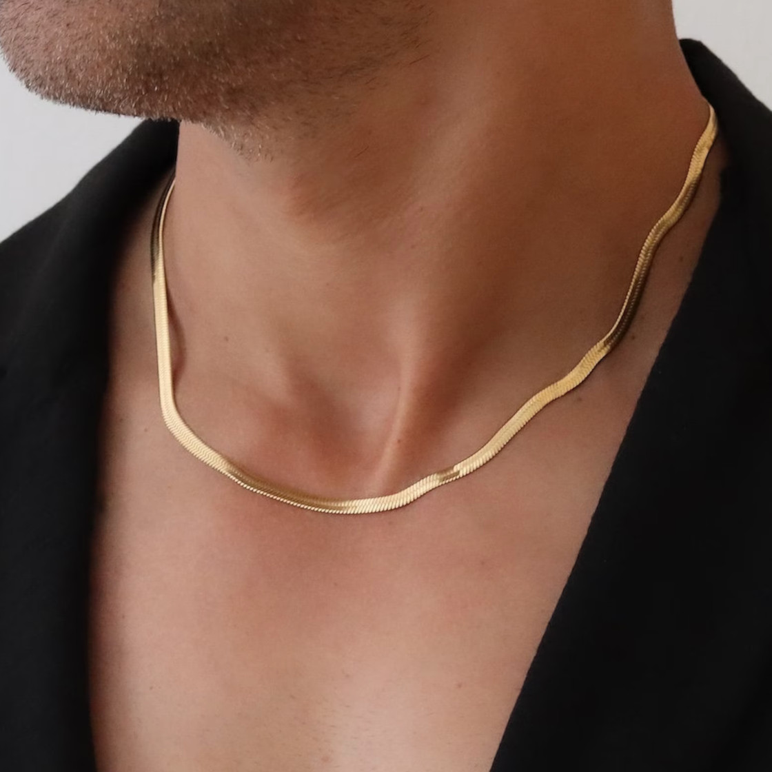 18k Gold Filled Herringbone Chain Necklace, Mens Womens, 2-5mm 18-24″