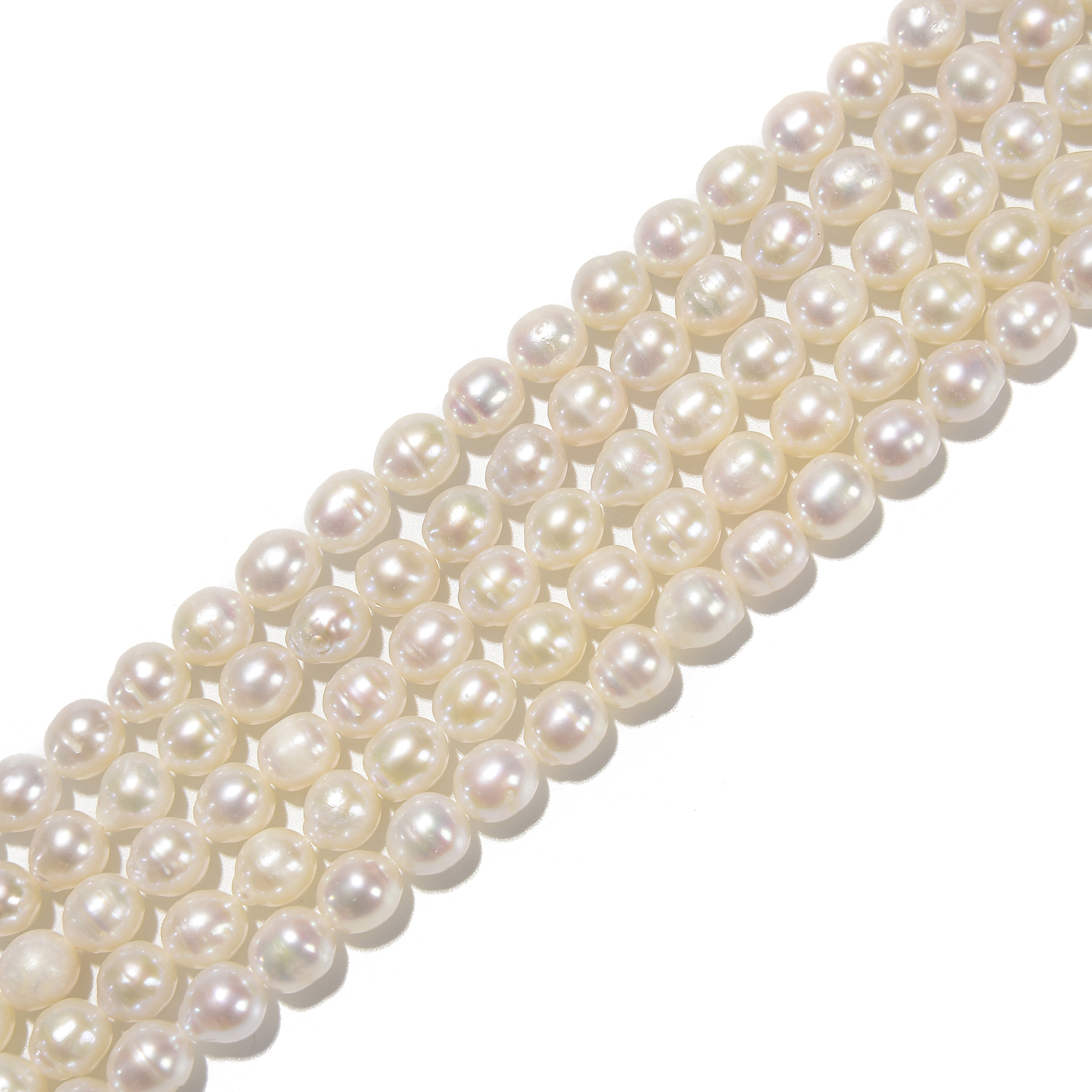 White Fresh Water Akoya Pearl Baroque Shape Beads Size 7x8mm 15.5” Strand