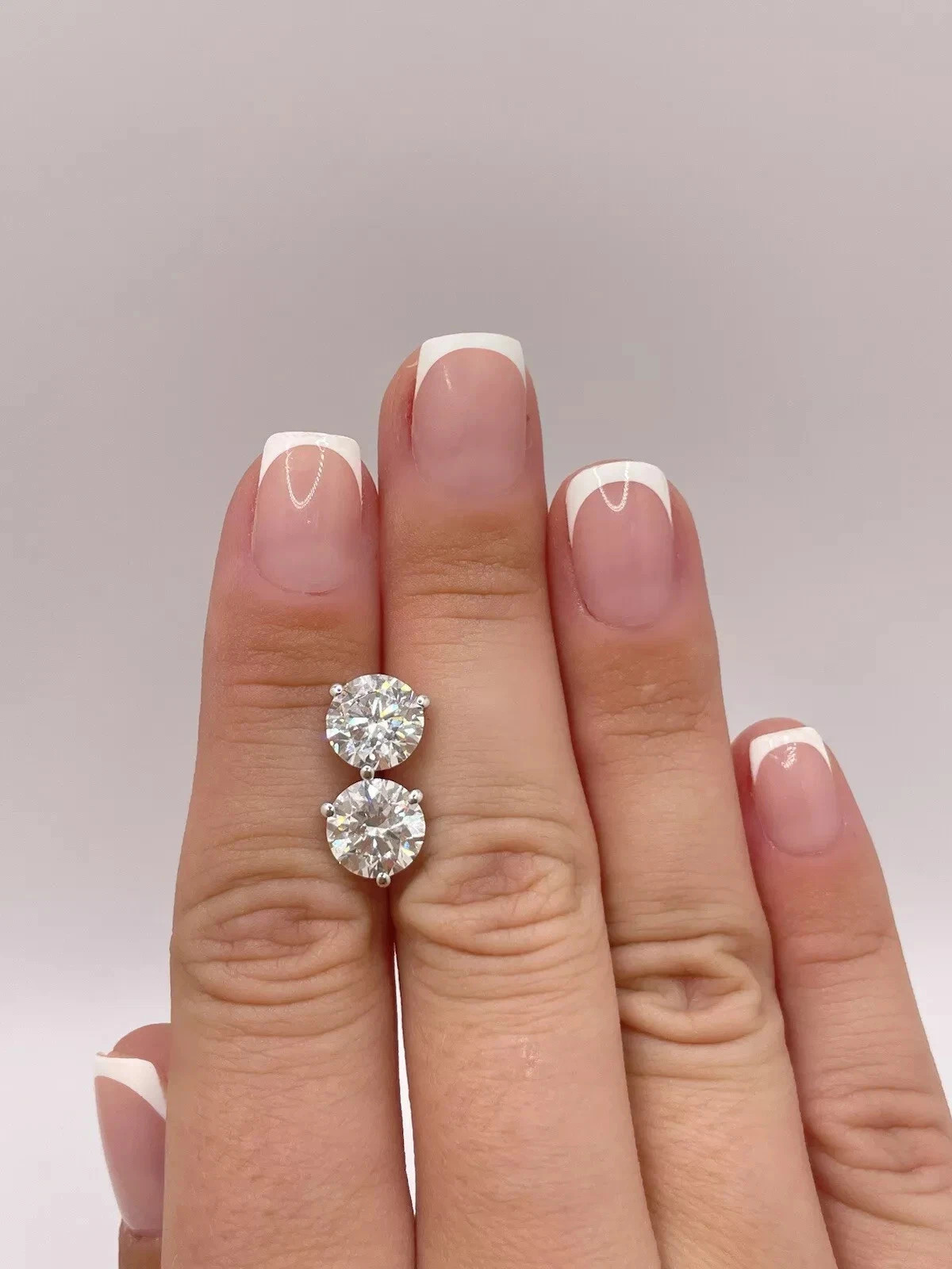 3.00 Ct D VVS2 Round Lab Grown 14k Diamond Stud Martini Earrings IGI Certified