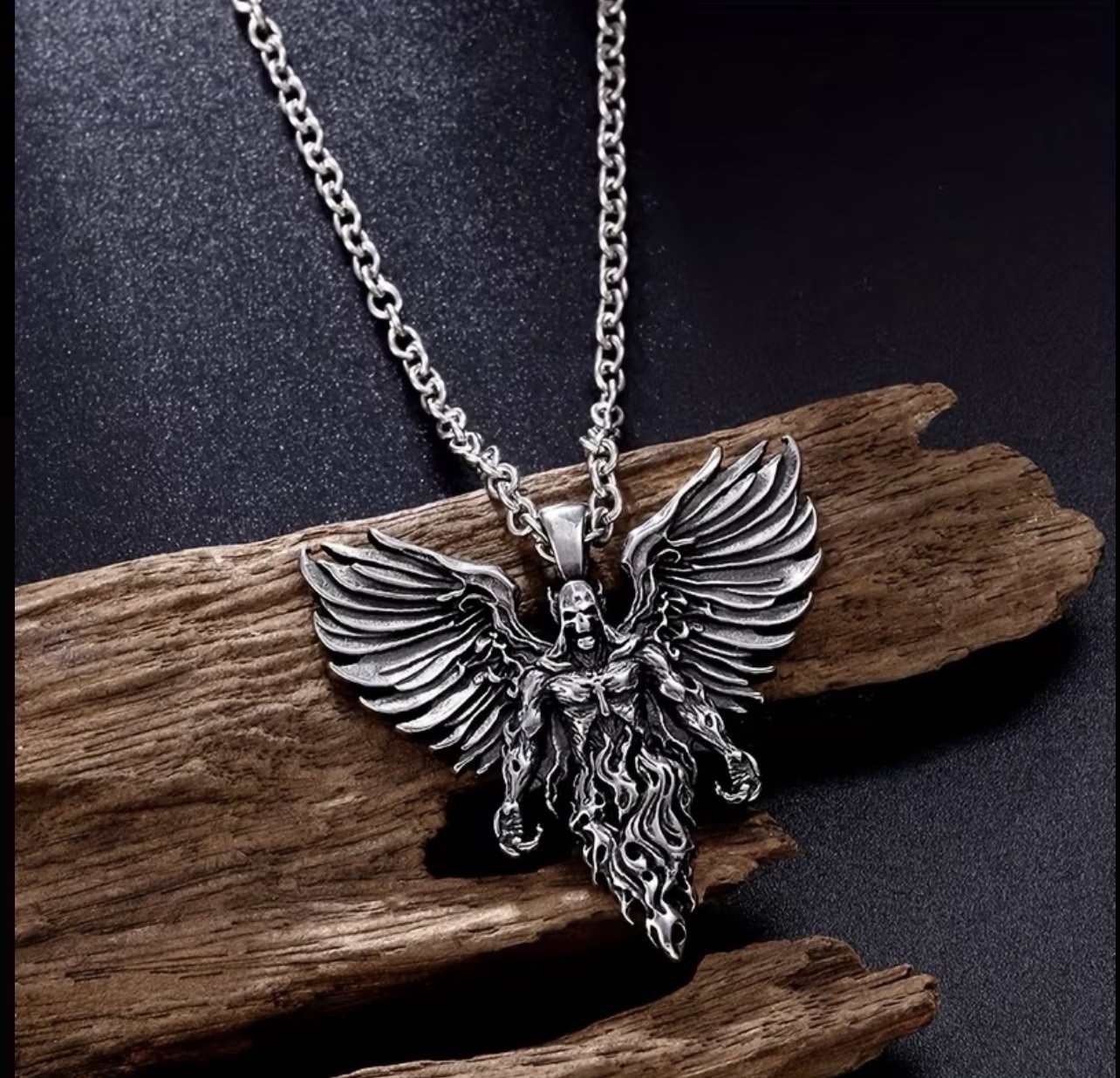 Men’s 316L stainless steel necklace with “Messenger of Hell” pendant, 60cm Chain