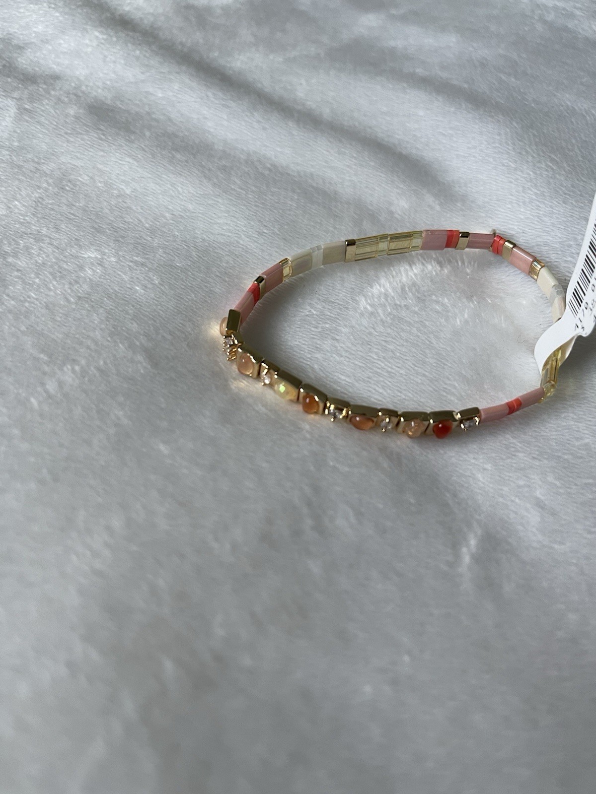 Anthropologie Orange Colorful Beaded Chicklet Stretch Bracelet