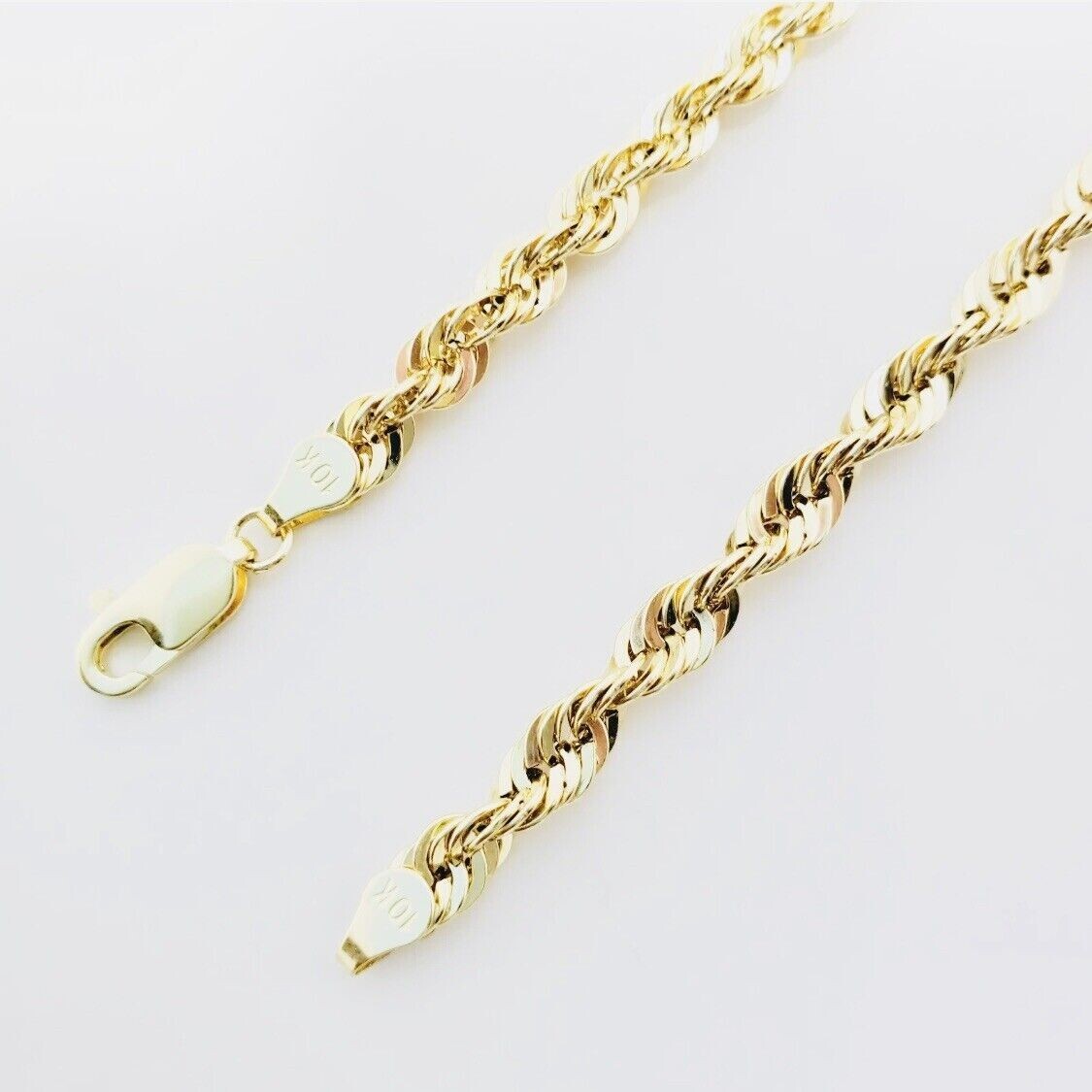 Real 10k Yellow Gold Solid Heavy 5mm Rope Chain Diamond Cut Necklace 22″ Long