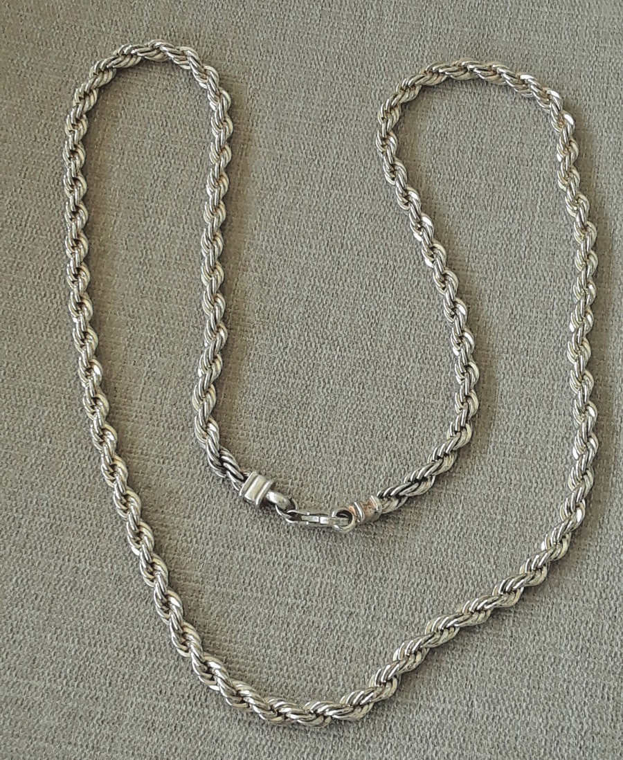 Vintage Gold Tone Sterling Silver 24.5” Rope Chain 4.7mm 47.5g