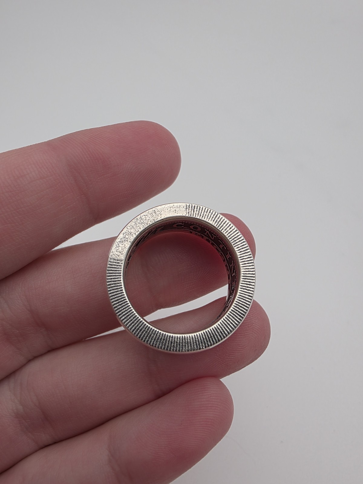 Coin Ring Made From A 99.9% Pure Silver Copy of the 1776 Continental Dollar