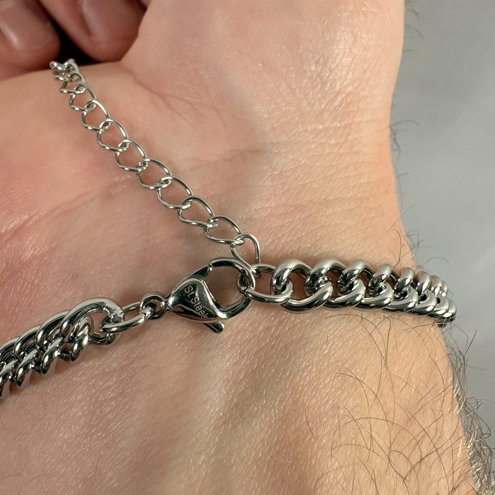 Silver Bracelet 316L Surgical Stainless Steel Curb Bracelet 6mm 8” + 2” Extender