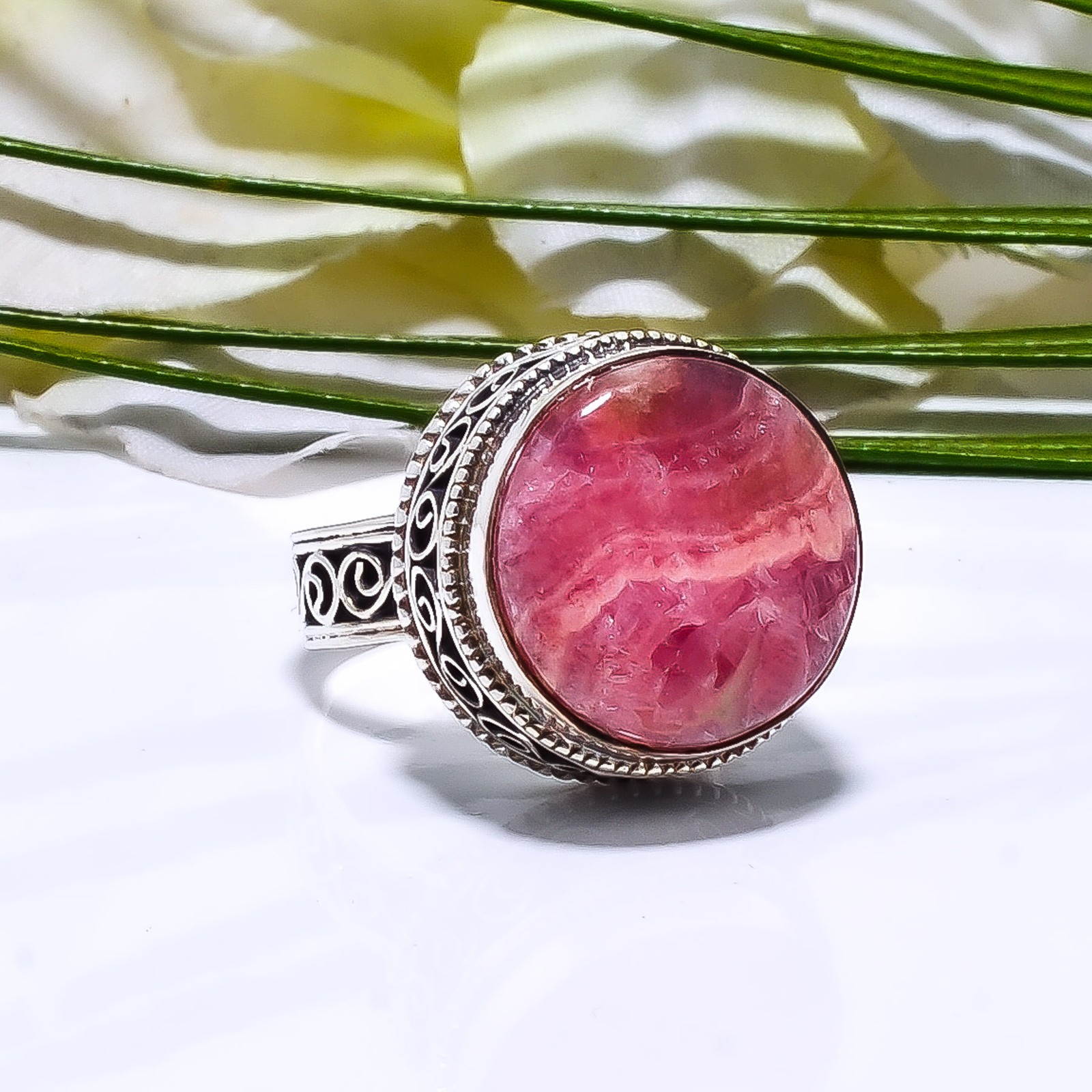 Rhodochrosite – Argentina 925 Sterling Silver Ring S.9 R115440