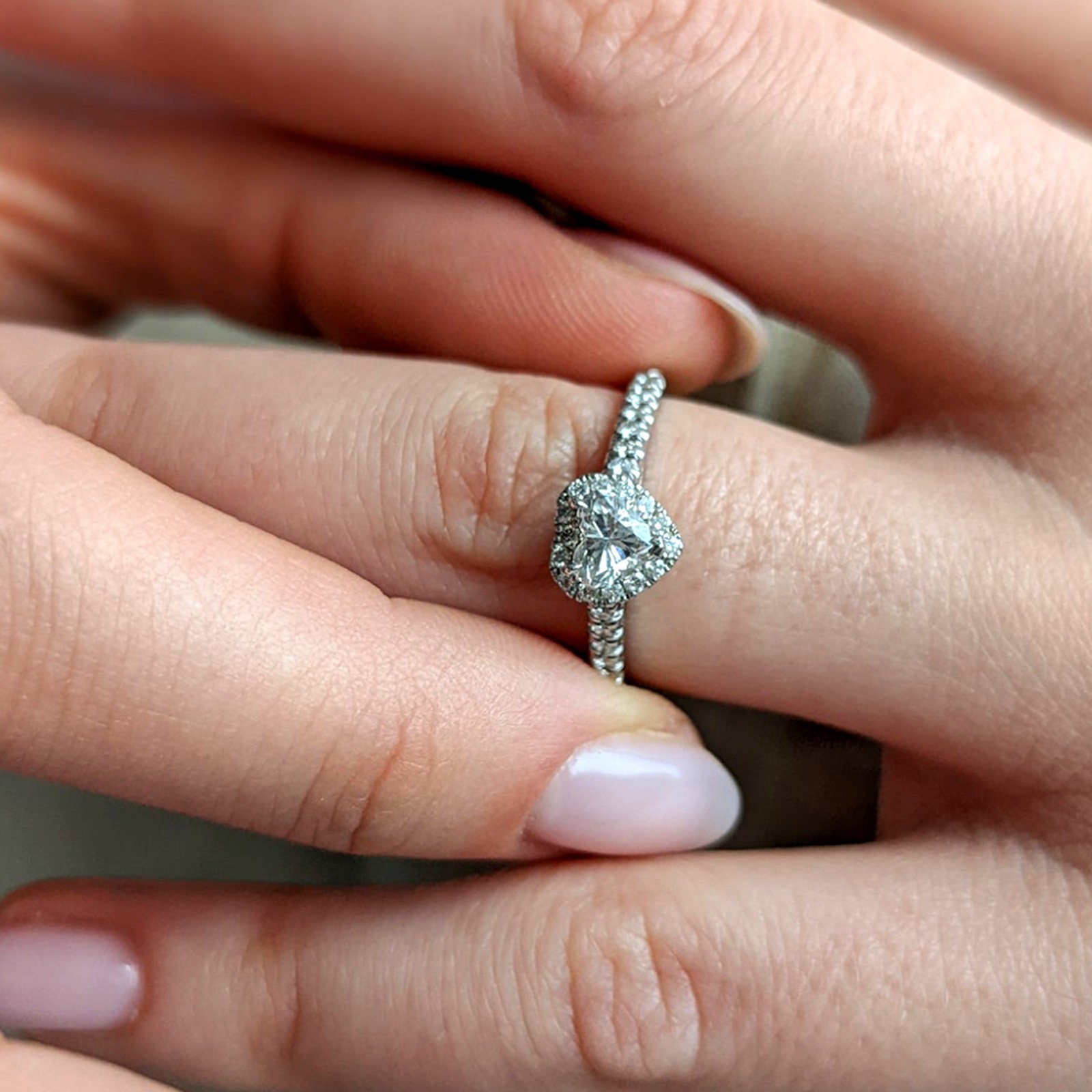 Platinum Engagement Diamond Ring Heart Cut GLI E F VVS2 0.80 Ct Lab Grown
