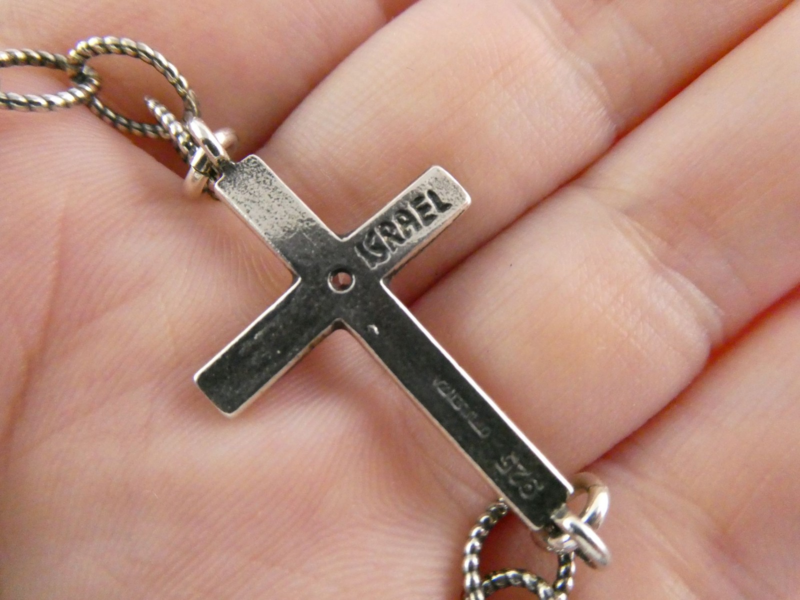 Opulenza Israel Sterling Silver Cross Bracelet 925 8 Inch Length 8.5g Weight