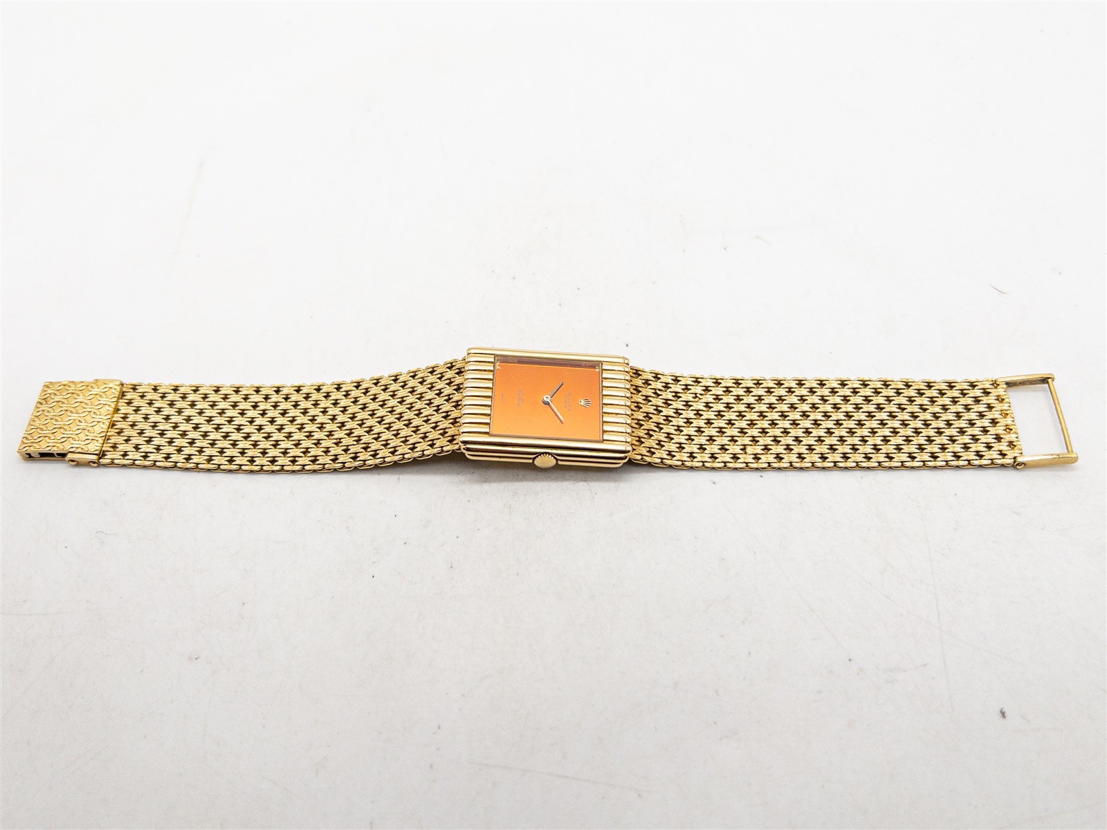 Vintage $40,000 ROLEX CELLINI RARE ORANGE DIAL 18k Yellow Gold Mens Watch 93g