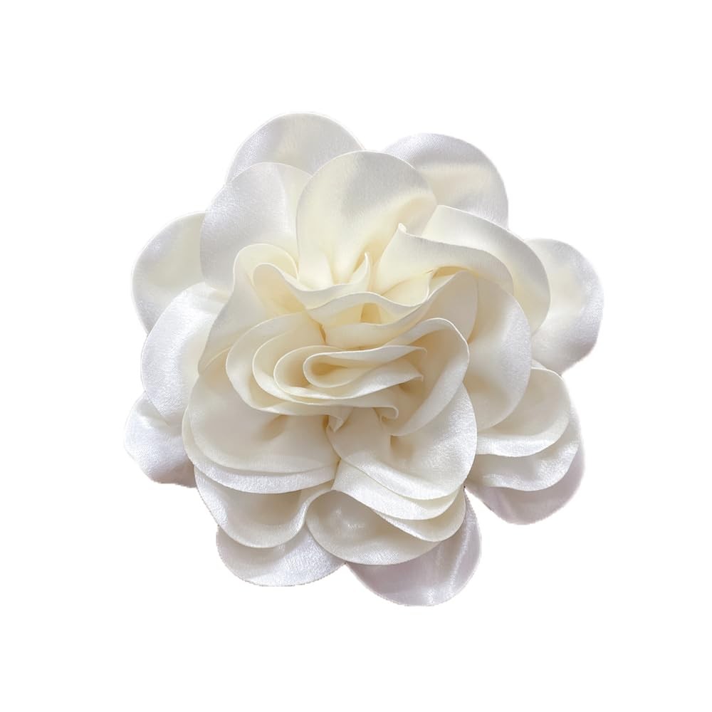 Satin Fabric Rose Flower Extra Large Big Brooches Lapel Pins Silk Camellia Ov…