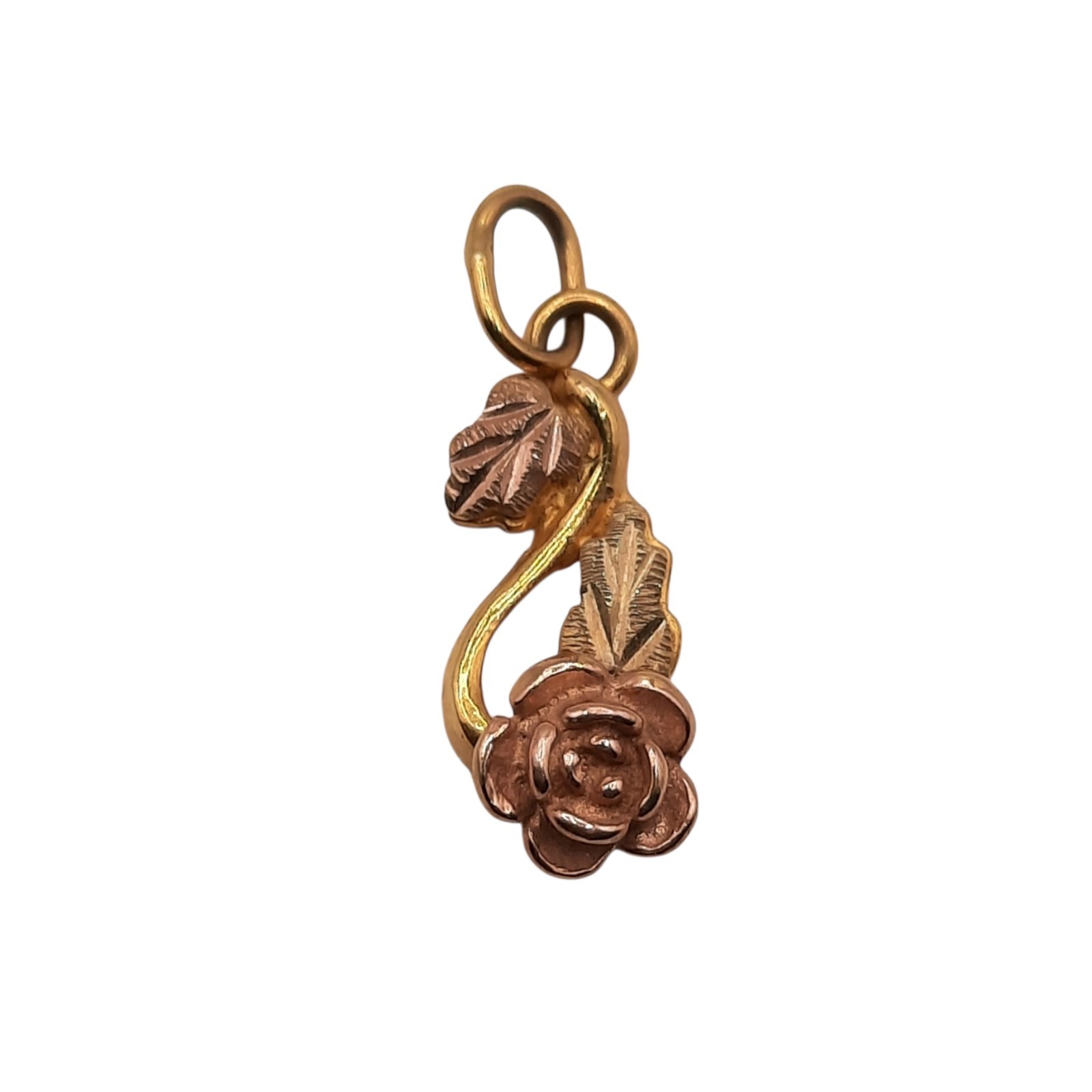 Small Black Hills Gold 10k Flower Pendant Yellow & Rose Gold 0.5g
