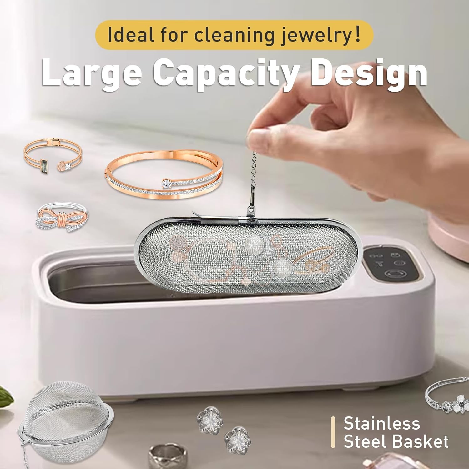 2 Pack Ultrasonic Jewelry Cleaning Baskets Stainless Steel for Watch Parts
