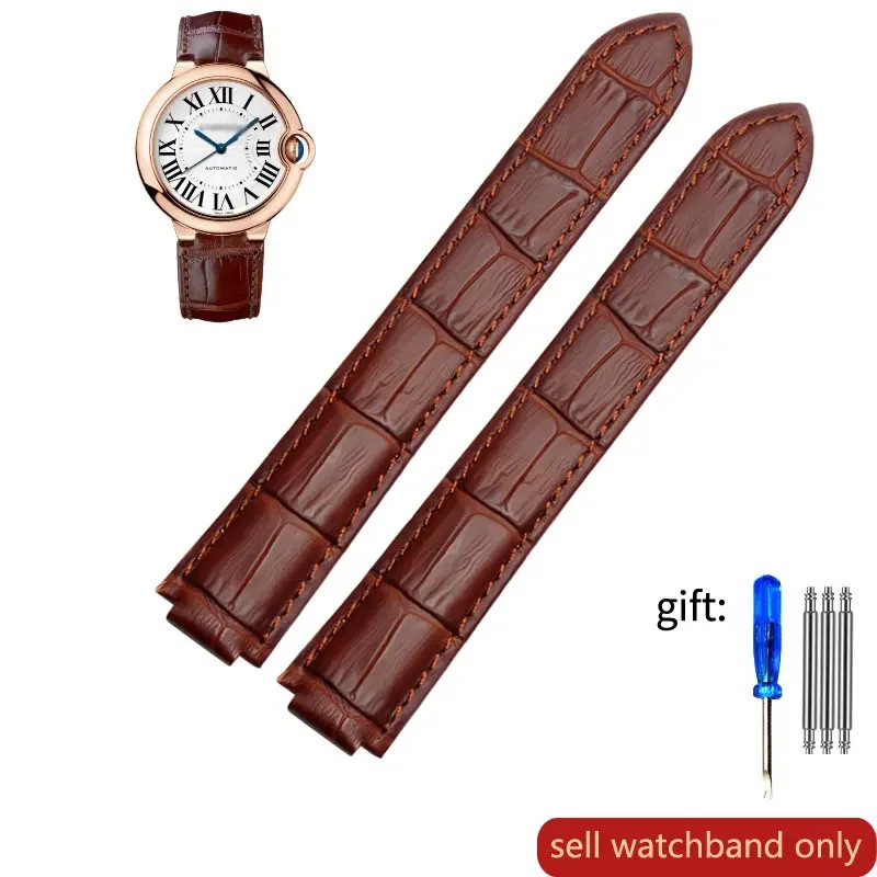 Genuine Leather Strap for Cartier Blue Balloon Men Women Vintage Soft