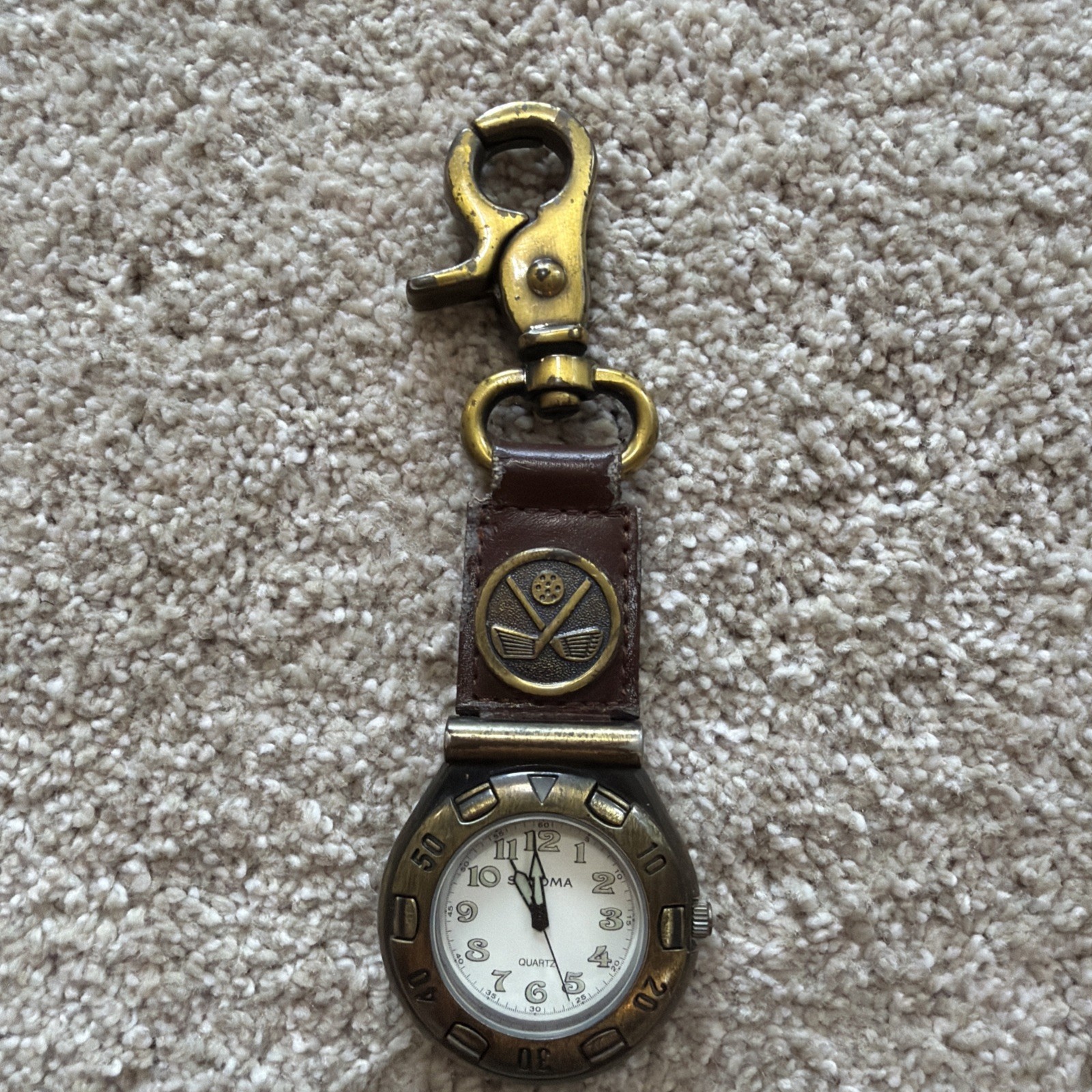 Sunoma Keychain Watch Outdoor Sports Mens Bronze Analog Clip On * Not tested
