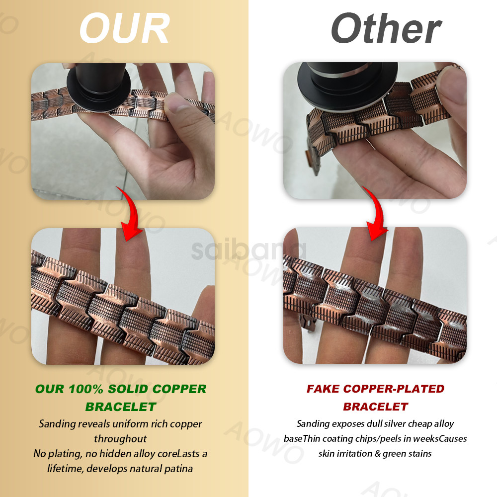 100% Pure Copper Bracelet 3500 Gauss Magnetic Therapy Strong Healing & Regulator