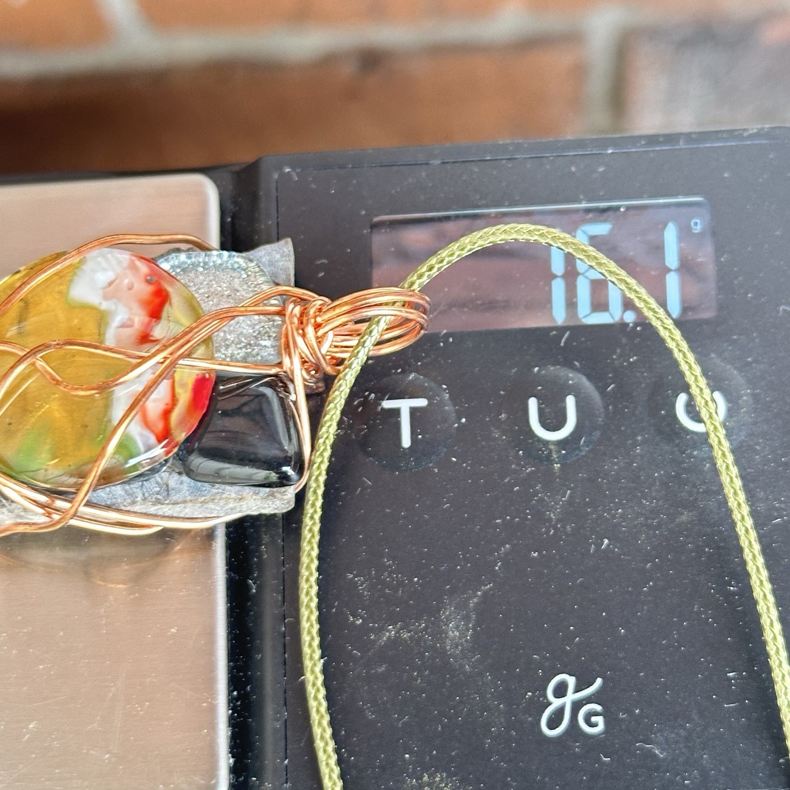 Pendant OOAK Handmade Artisan Wire Wrapped Glass And Stones 2204 S