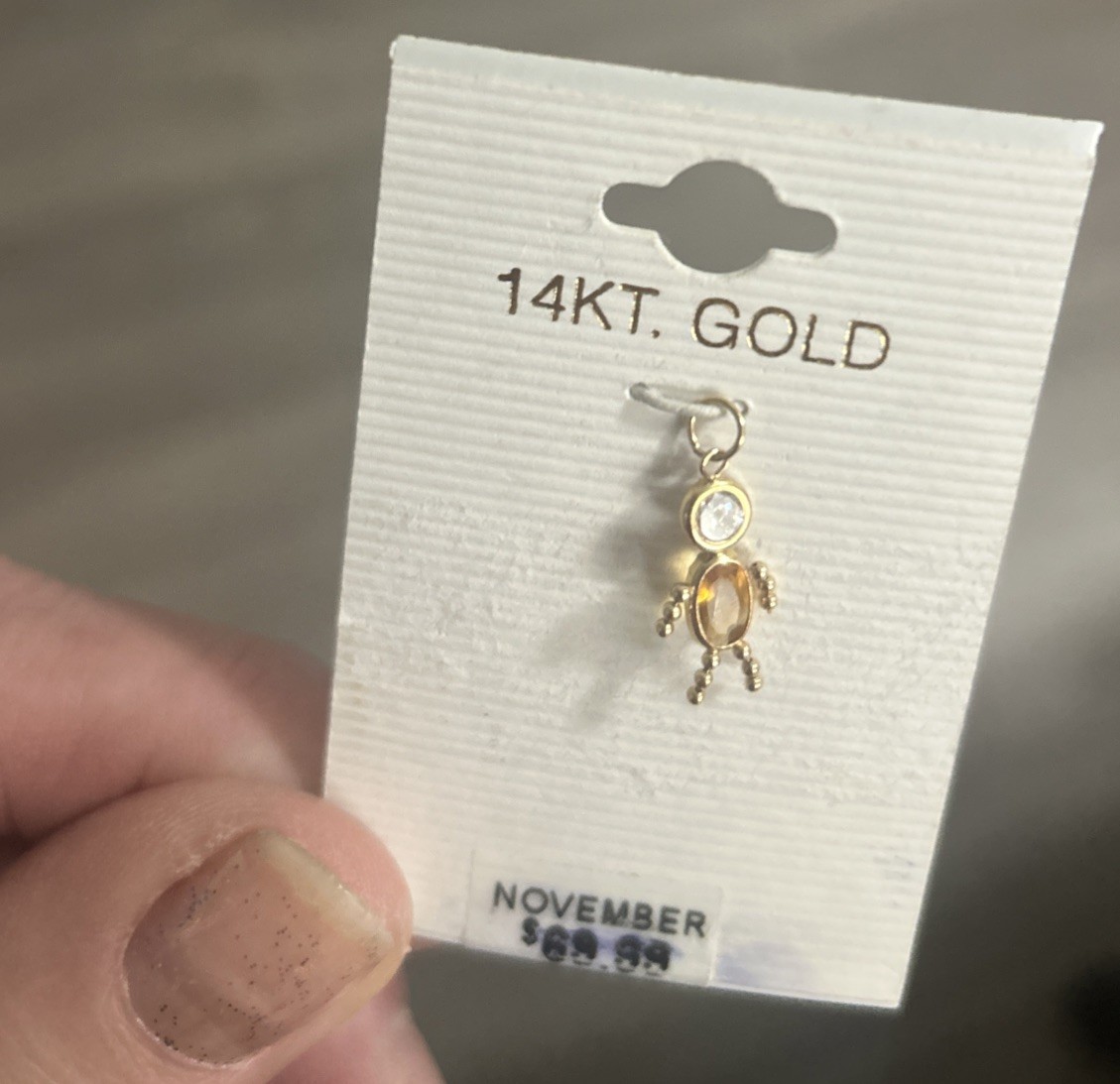 14K Yellow Gold November Child Charm NWT See Details