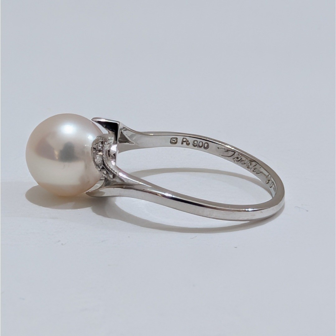 Mikimoto 8.4mm Akoya Cultured Pearl Ring Pt900 Platinum US Size 5.75 Japan