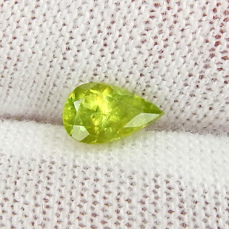 Green Sphene Pleochroic Flash Natural Earth Mined Unheated 7x4mm Faceted Pear