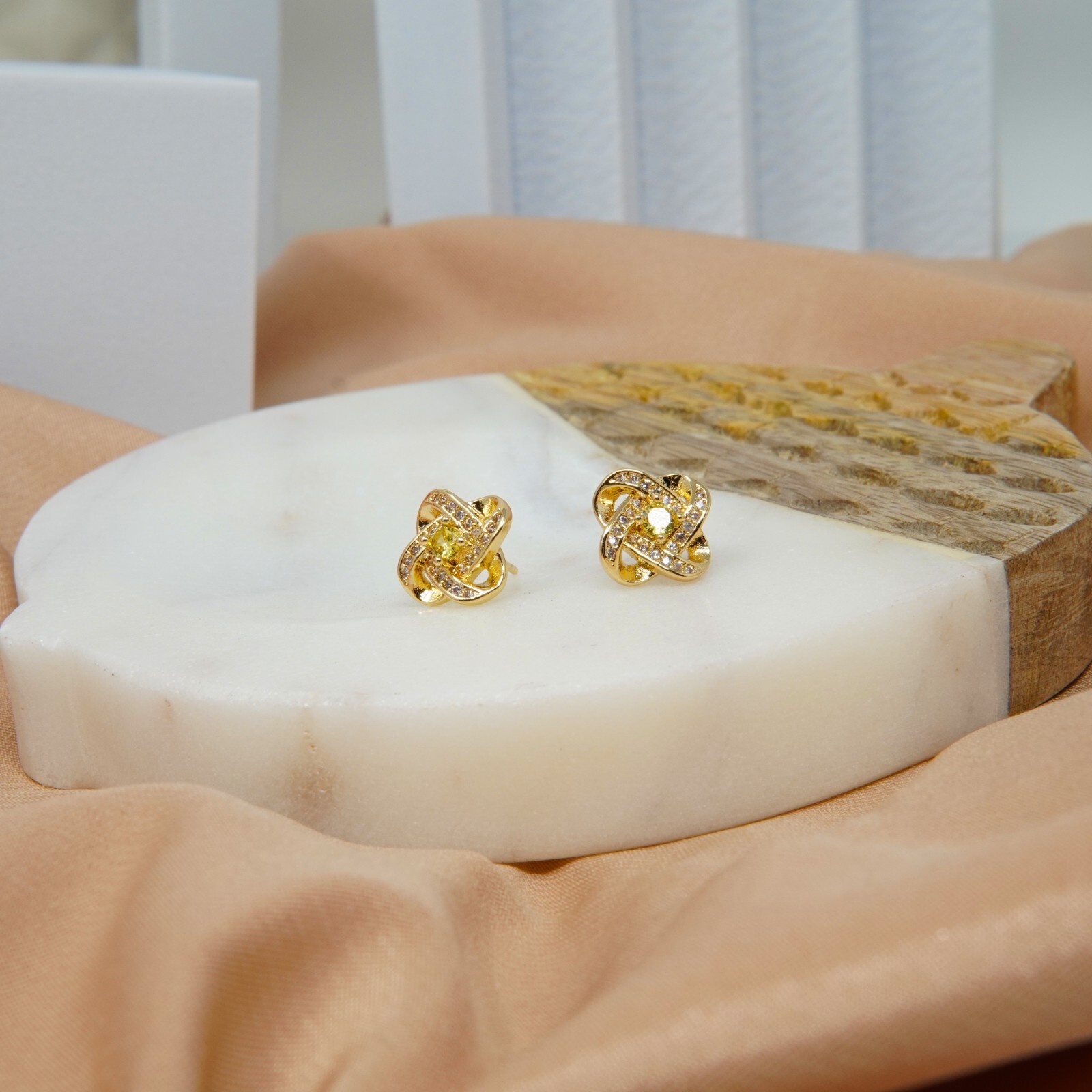 Precious November Citrine Color Birthstone Fashion Jewelry Stud Post Earrings