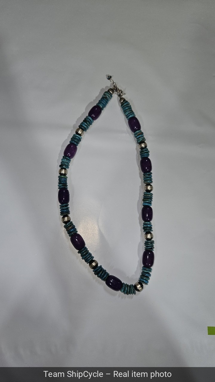 without tags Sterling silver Turquoise sugilite Necklace 19 Inch G2U
