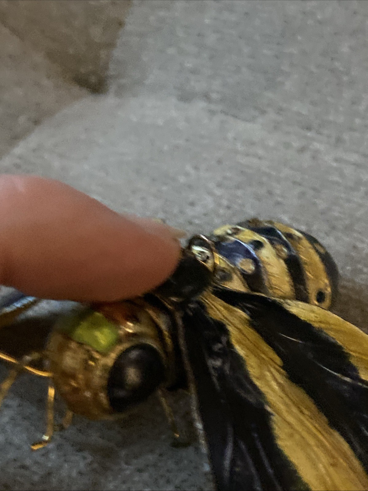 ARTICULATED ENAMEL BUMBLE BEE FIGURE SCULPTURE Ornament
