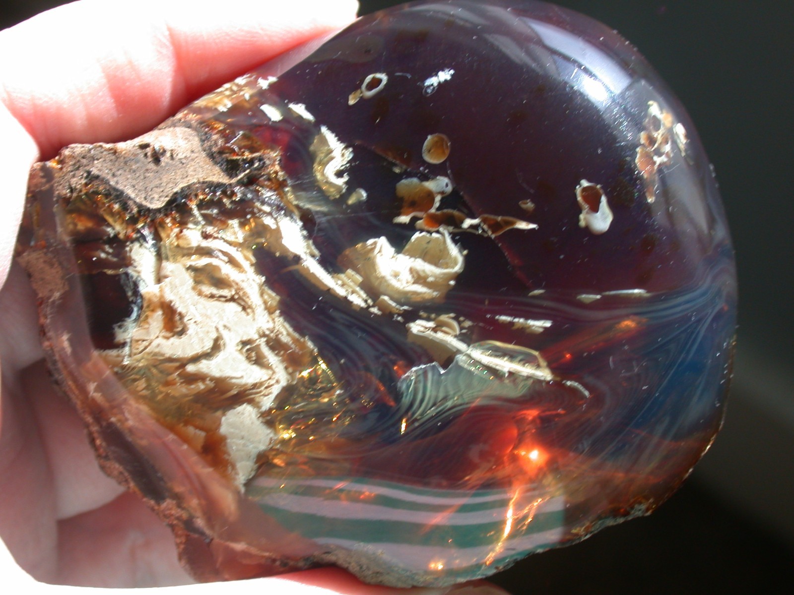 Beautiful BLUE Multicolor AMBER Fossil Gemstone LARGE 132 gram Piece