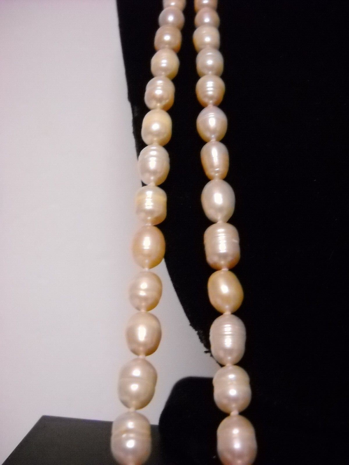 New 66″ Pale Pink Ringed Freshwater Pearls 8.4mm x 6.8mm Necklace Gift Idea #201